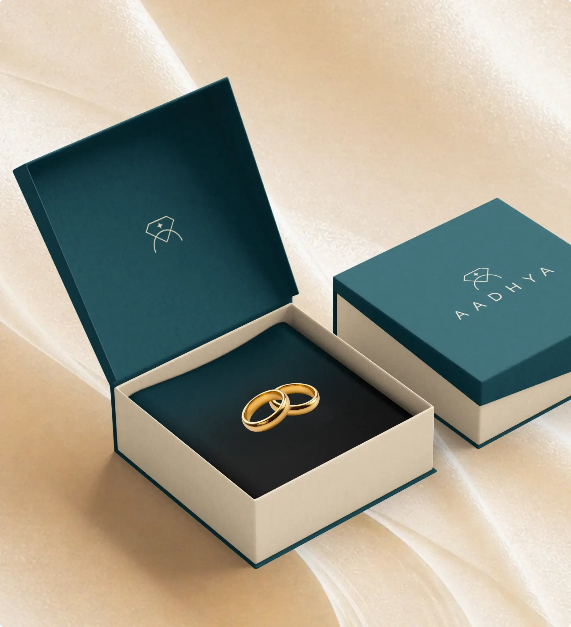 Aadhya Packaging Box with Gold Rings