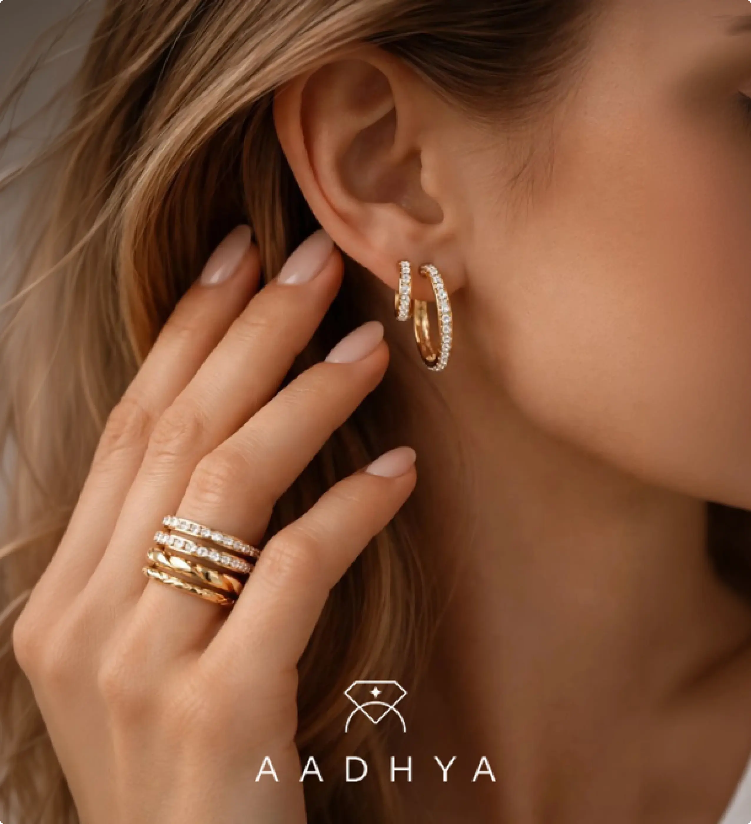 Aadhya Diamond Rings on Model